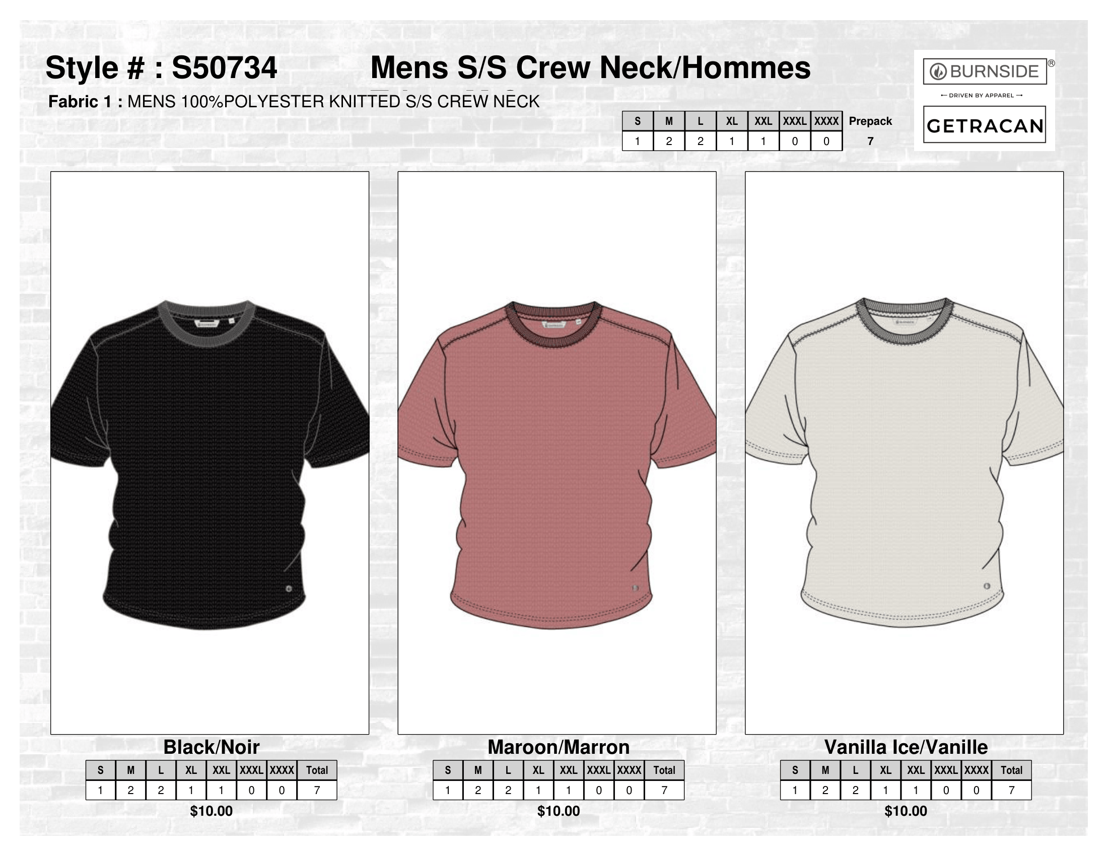 S50734 Men's S/S Crew Neck