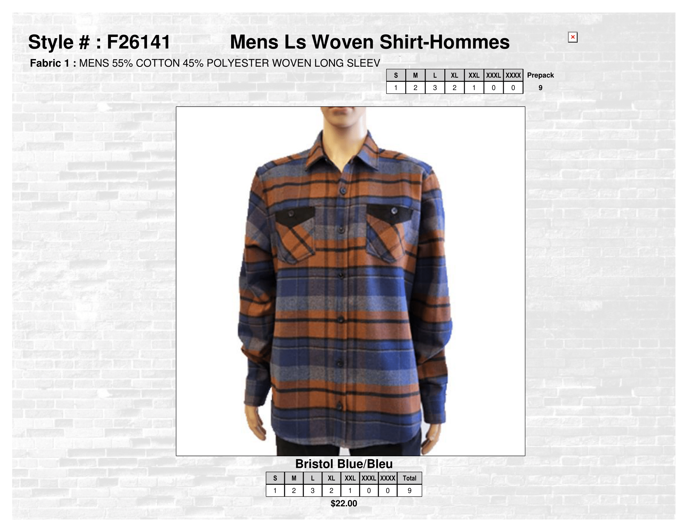 F26141 Mens Ls Woven Shirt