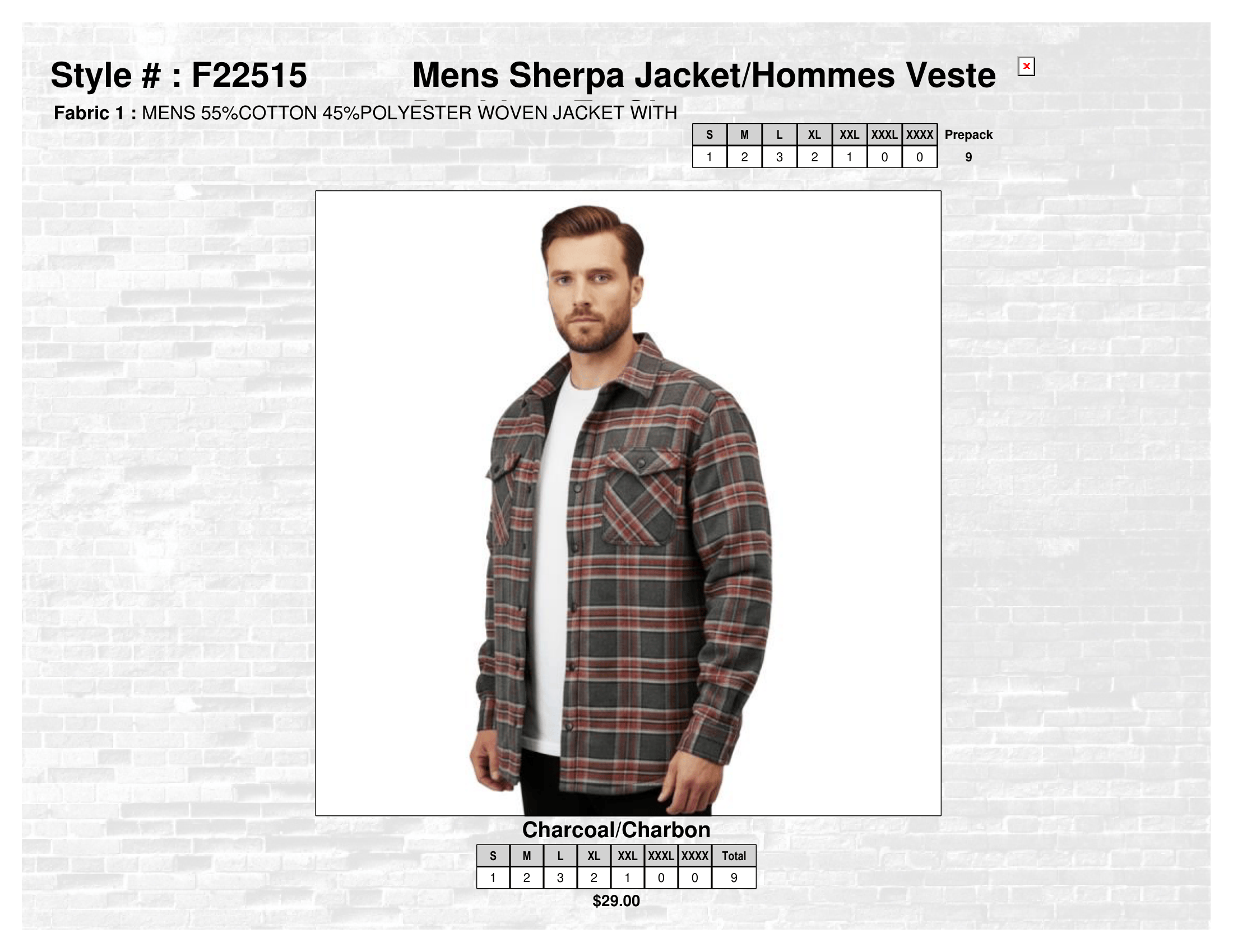 F22515 Mens Sherpa Jacket