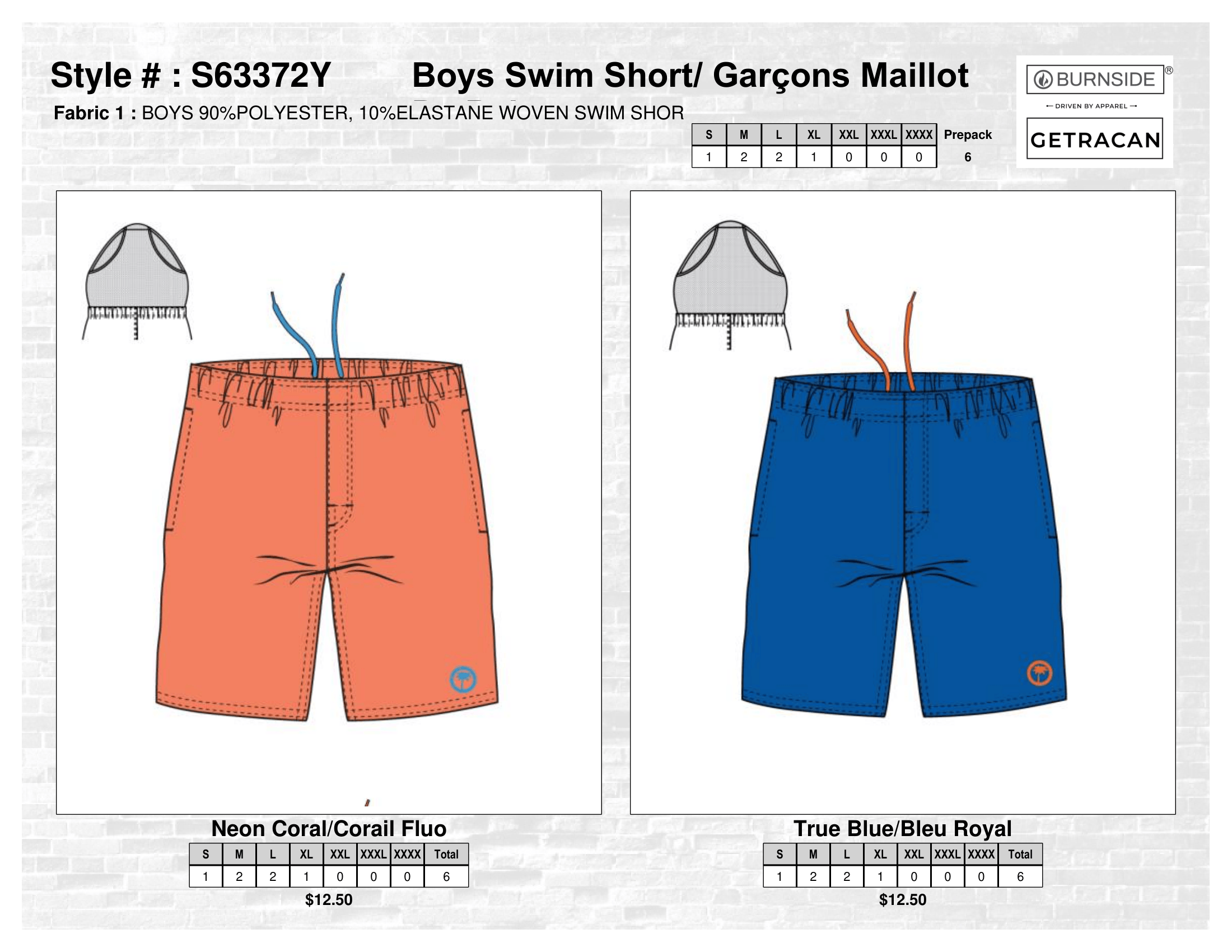 S63372Y Boys Swim Short