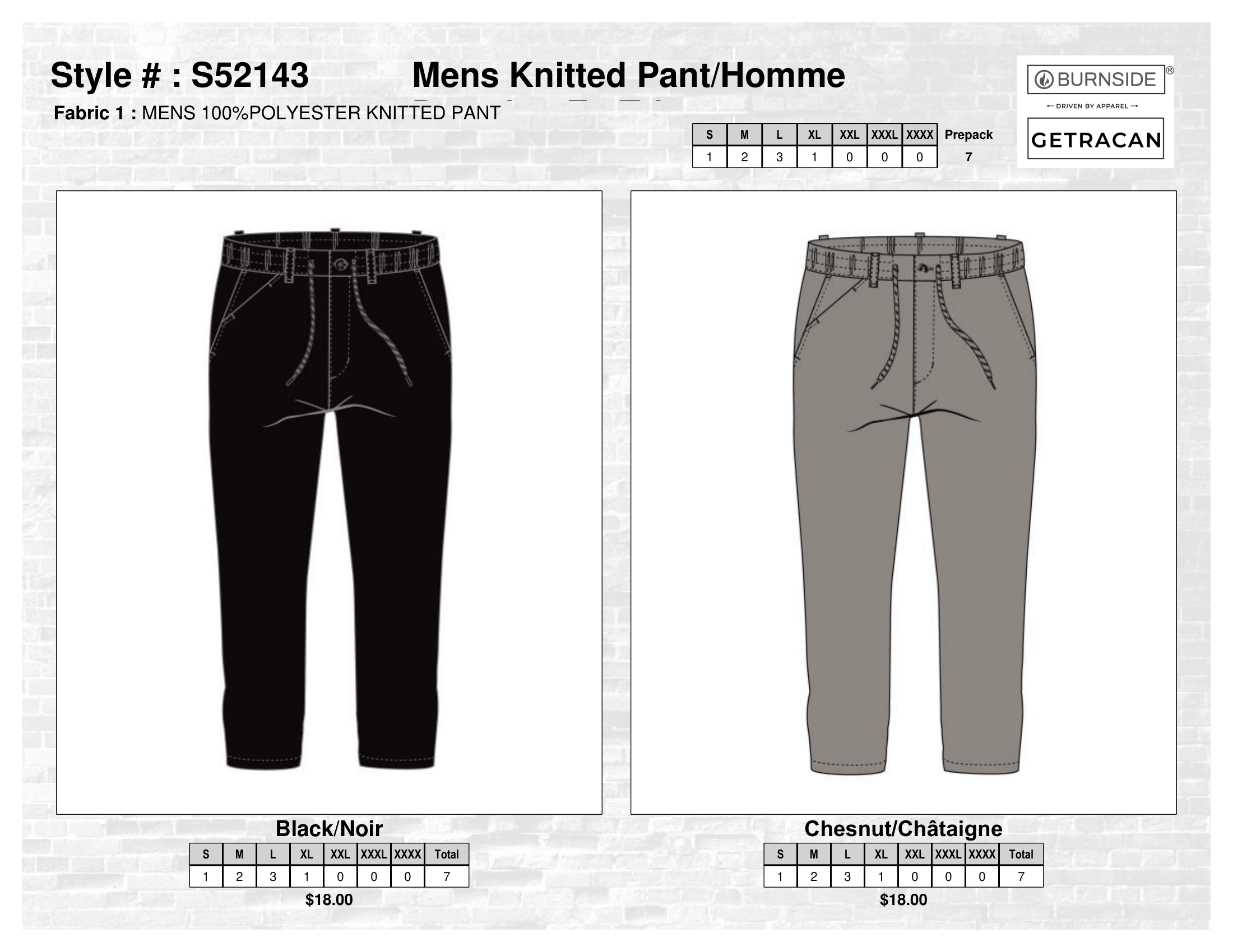 S52143 Mens Knitted Pant
