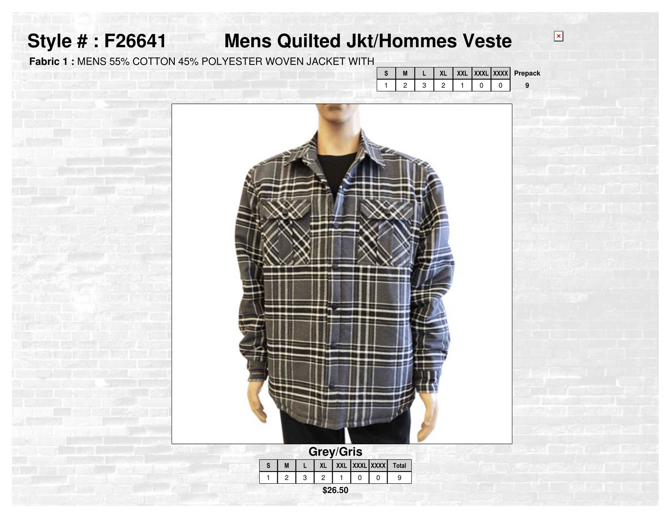 F26641 Mens Quilted Jacket