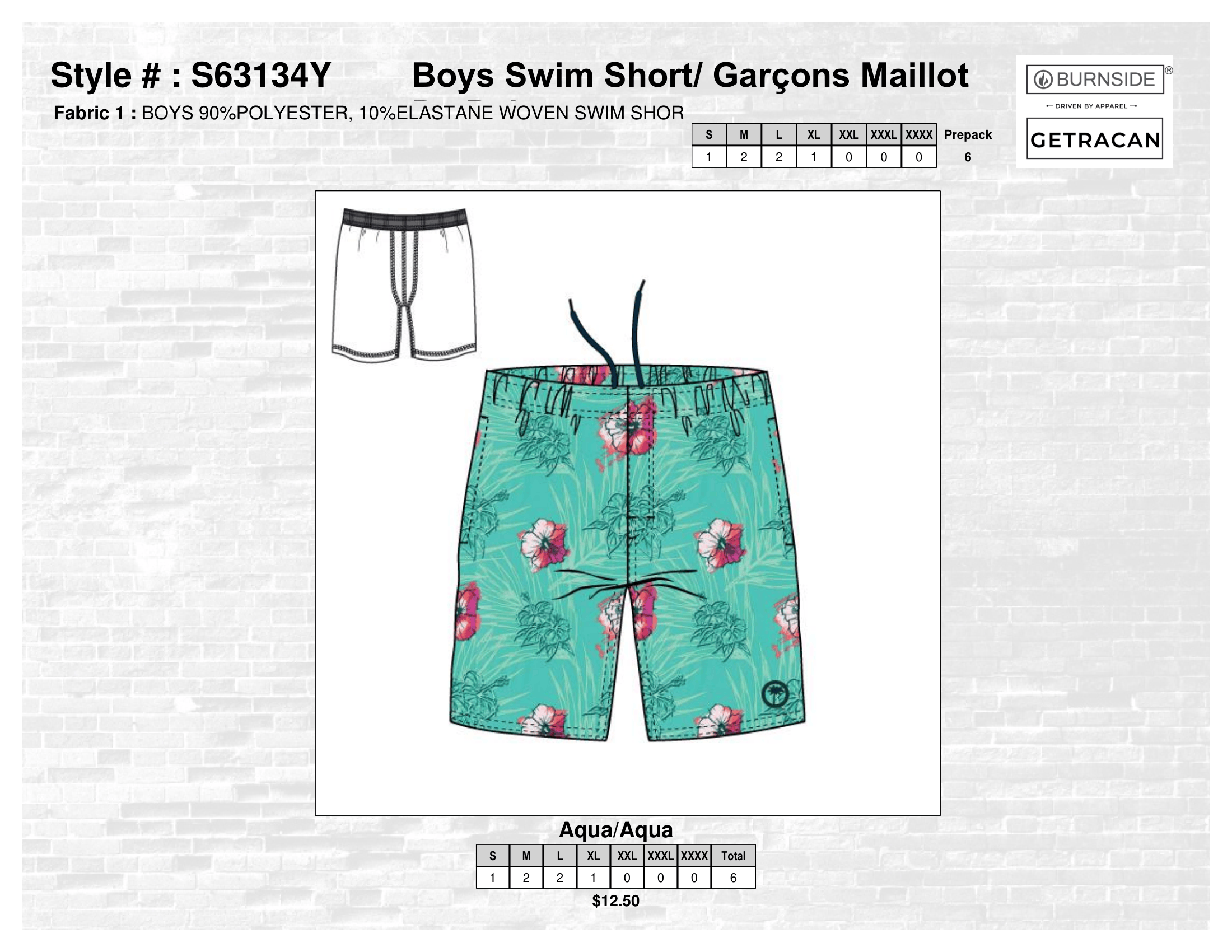 S63134Y Boys Swim Short