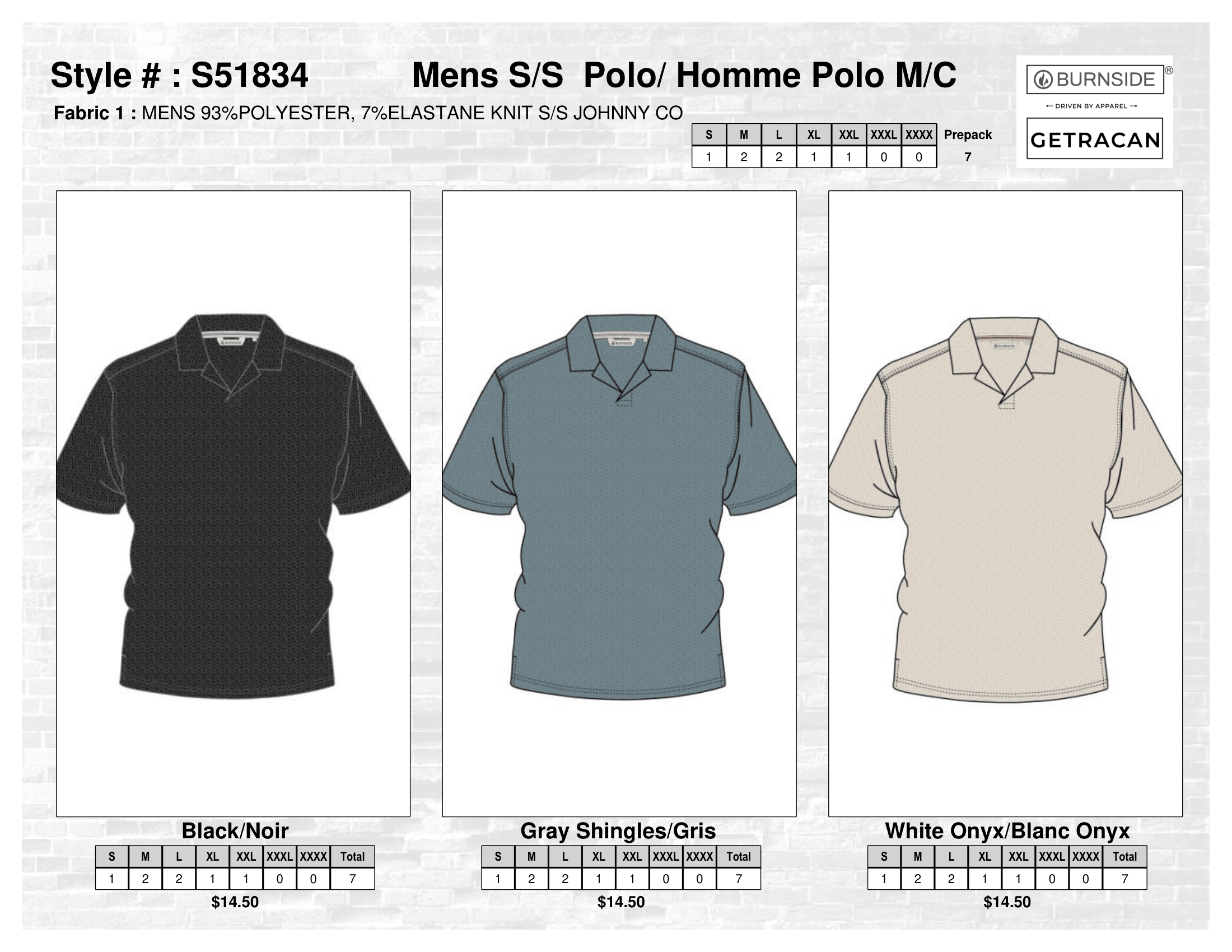 S51834 Mens S/S Polo