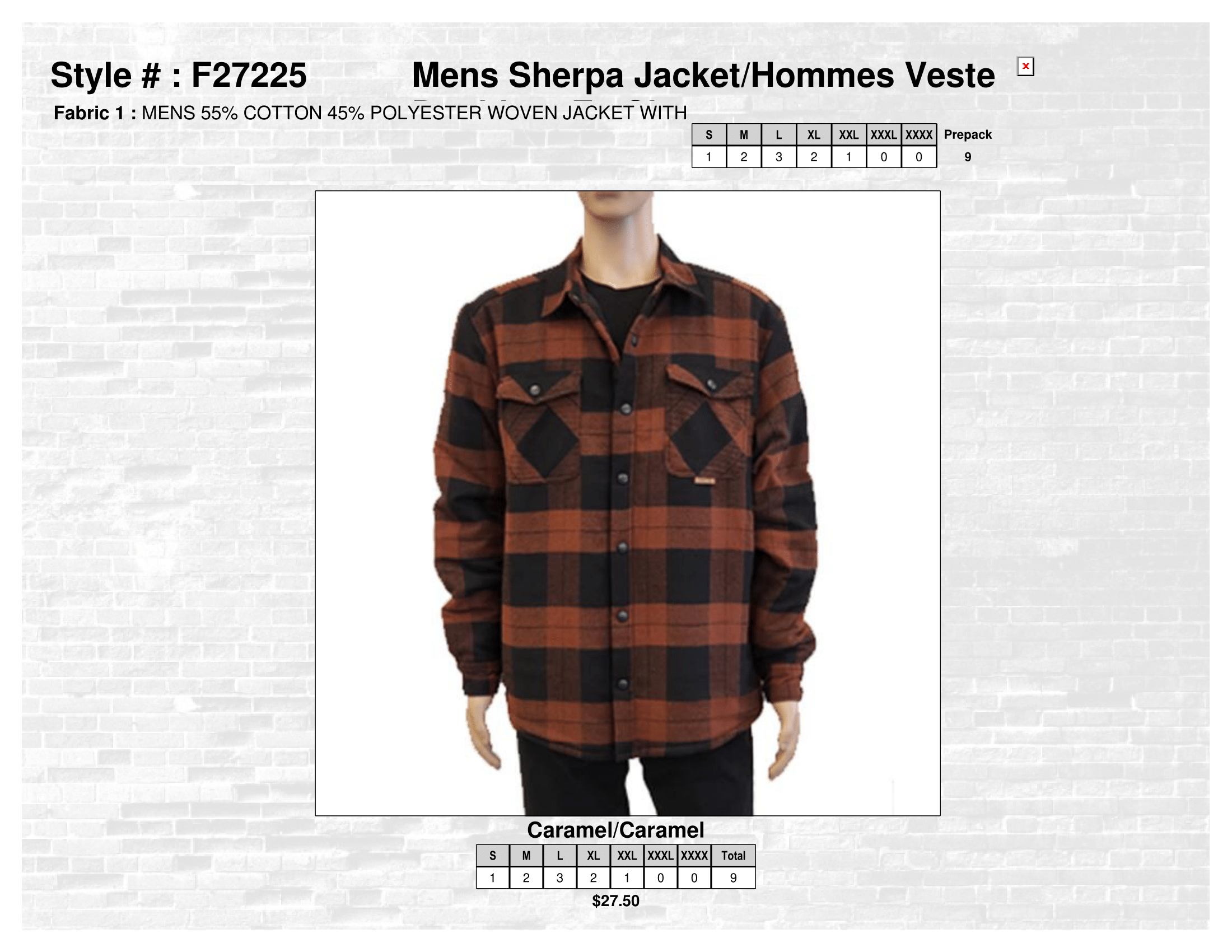 F27225 Mens Sherpa Jacket