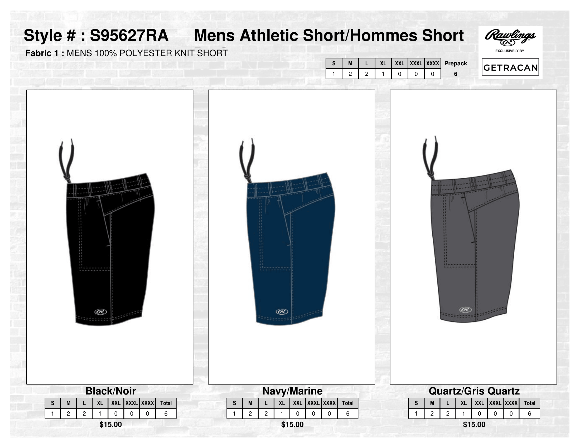 S95627RA Mens Althletic Short
