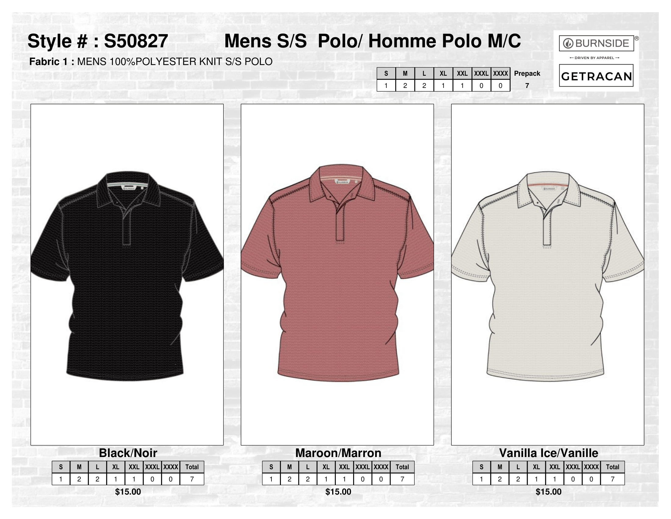 S50827 Men's S/S Polo