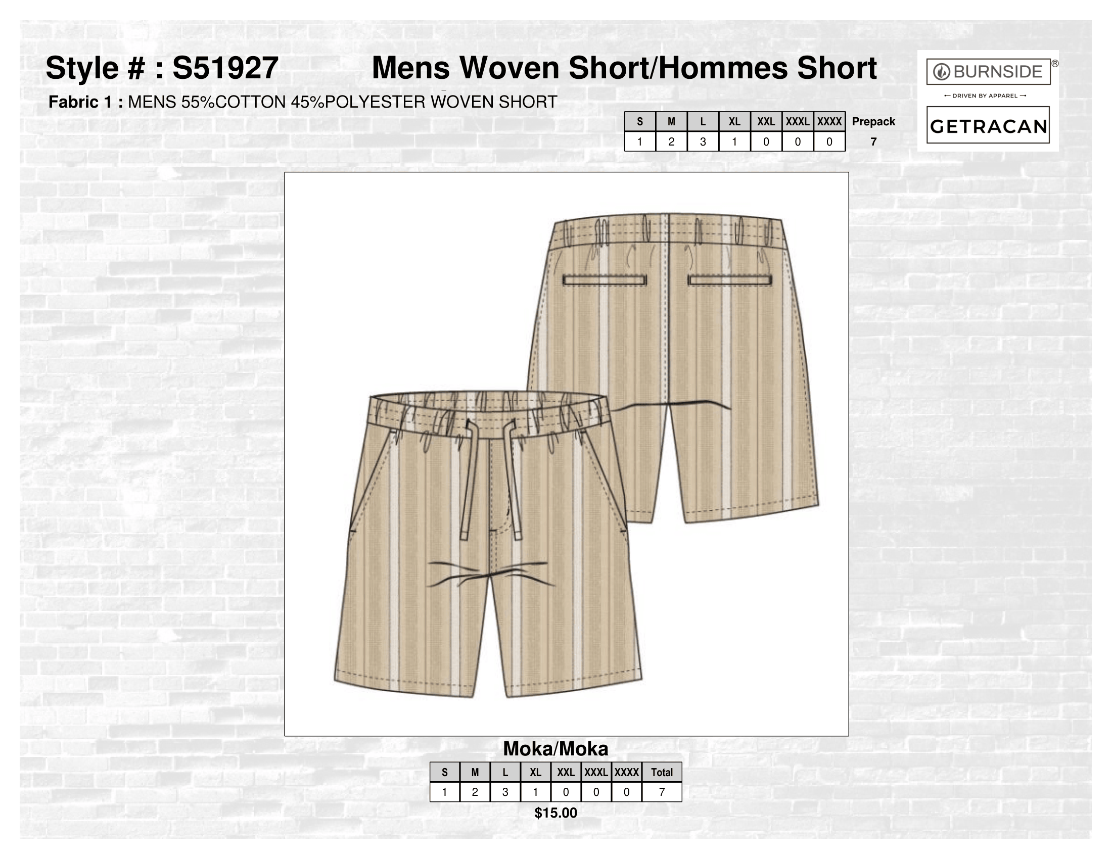 S51927 Mens Woven Short