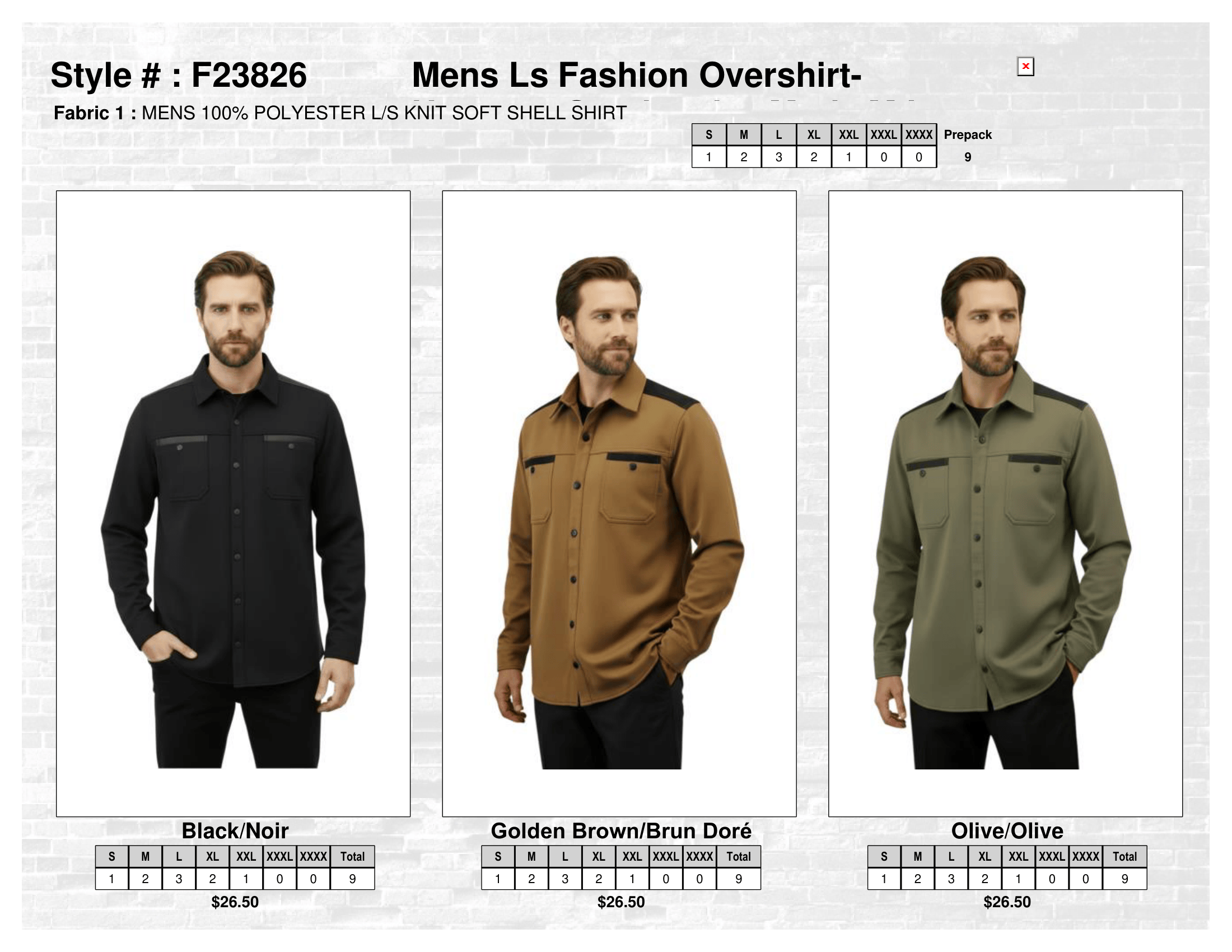 F23826 Mens Ls Fashion Overshirt-