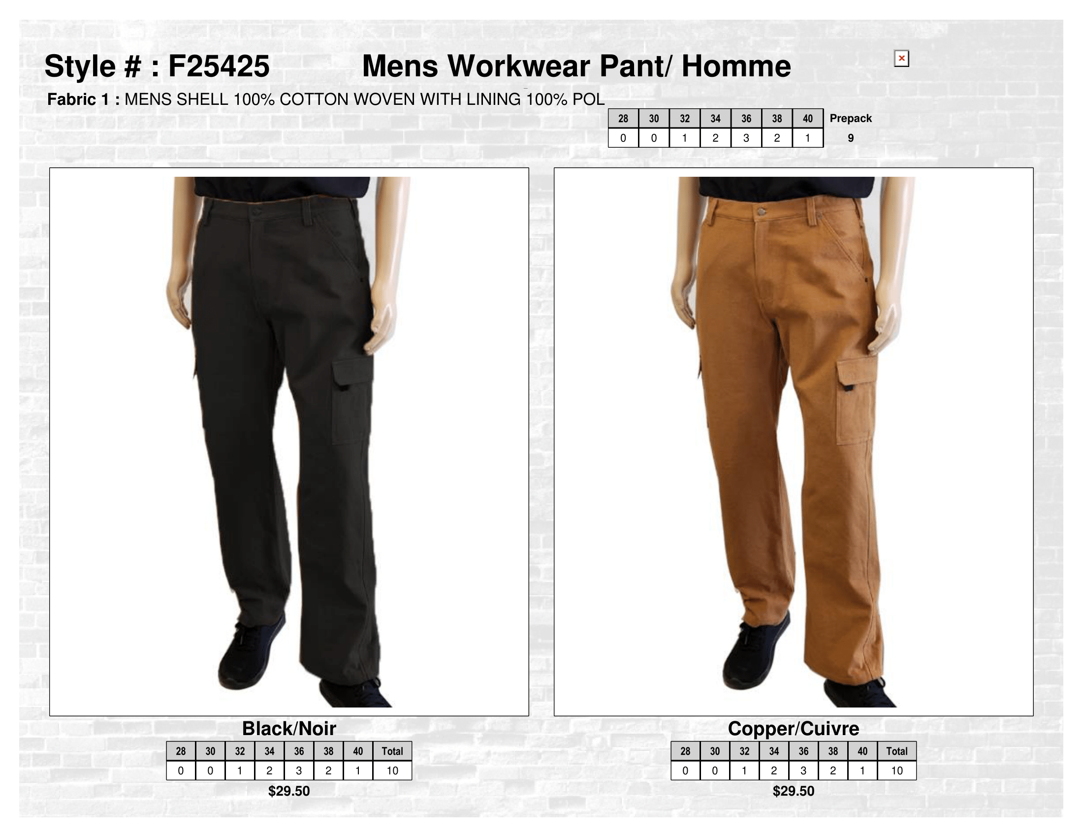 F25425 Mens Workwear Pant/