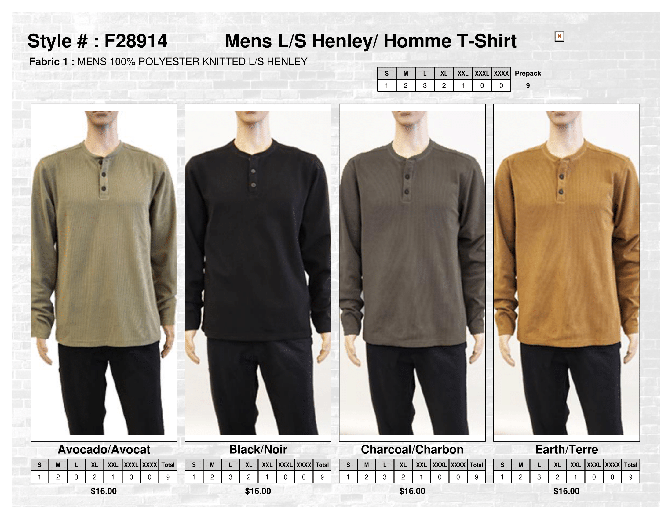 F28914 Mens Ls Henley