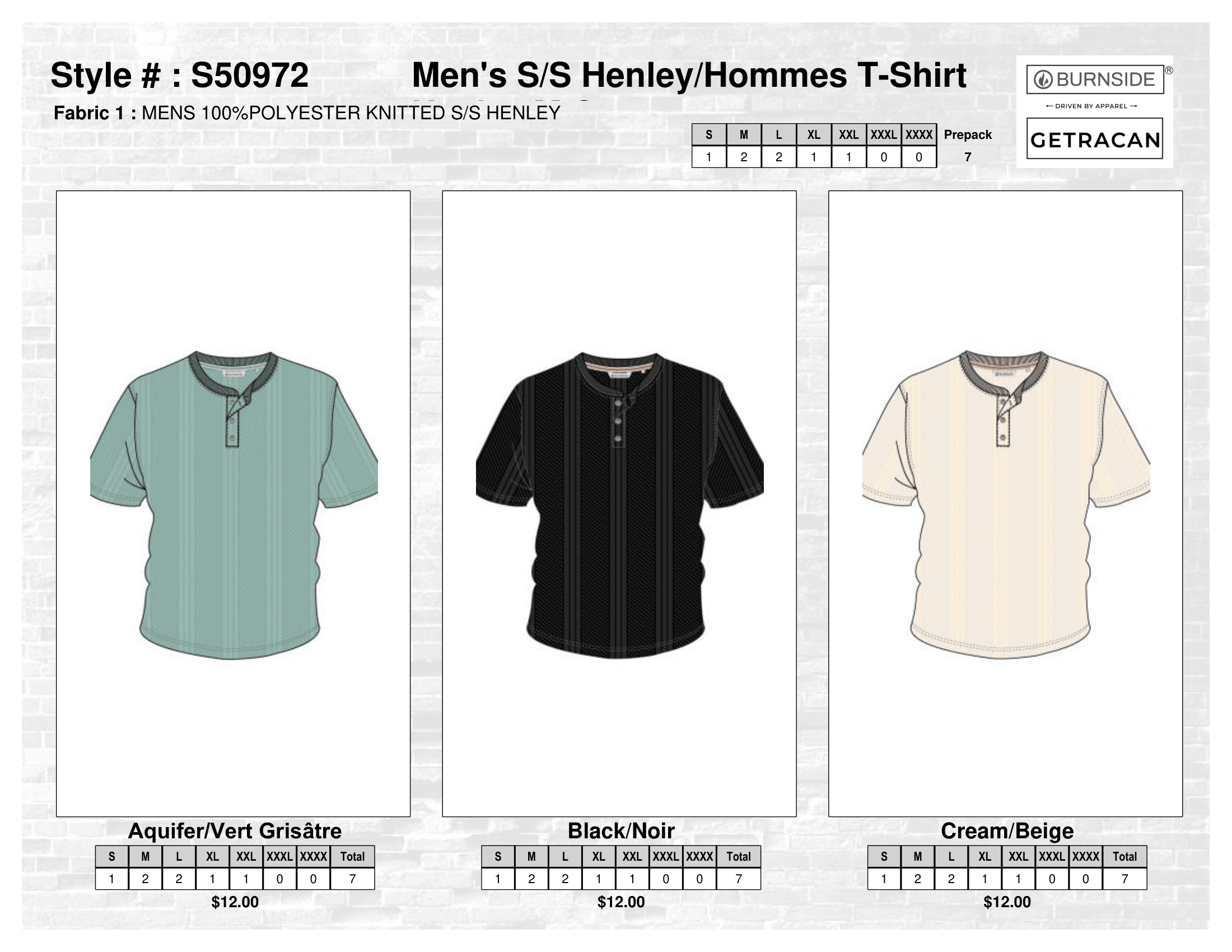 S50972 Men's S/S Henley