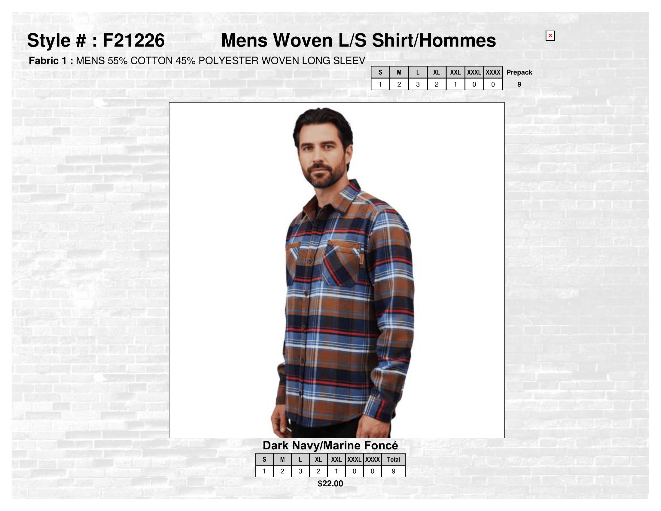 F21226 Mens L/S Woven Shirt