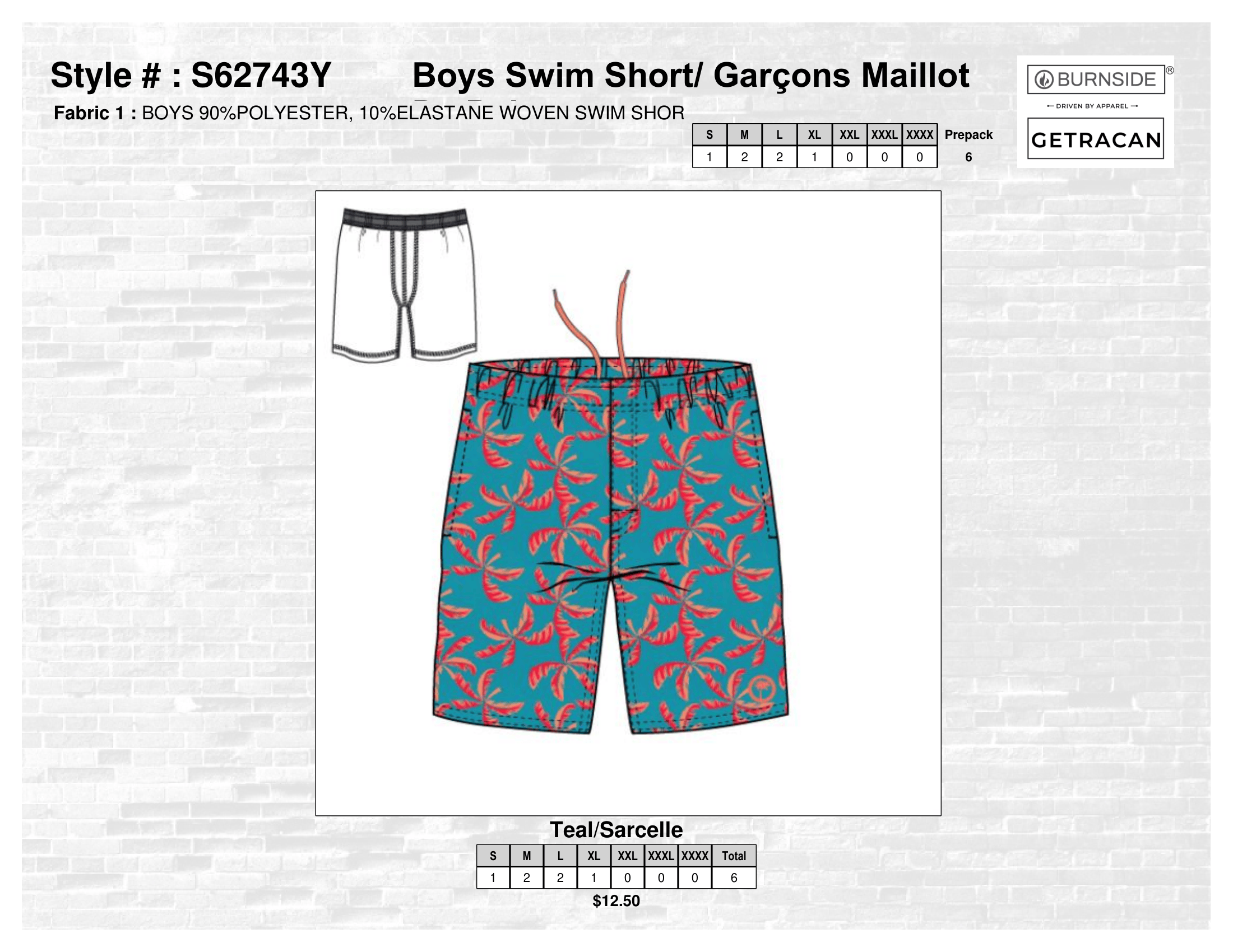 S62743Y Boys Swim Short