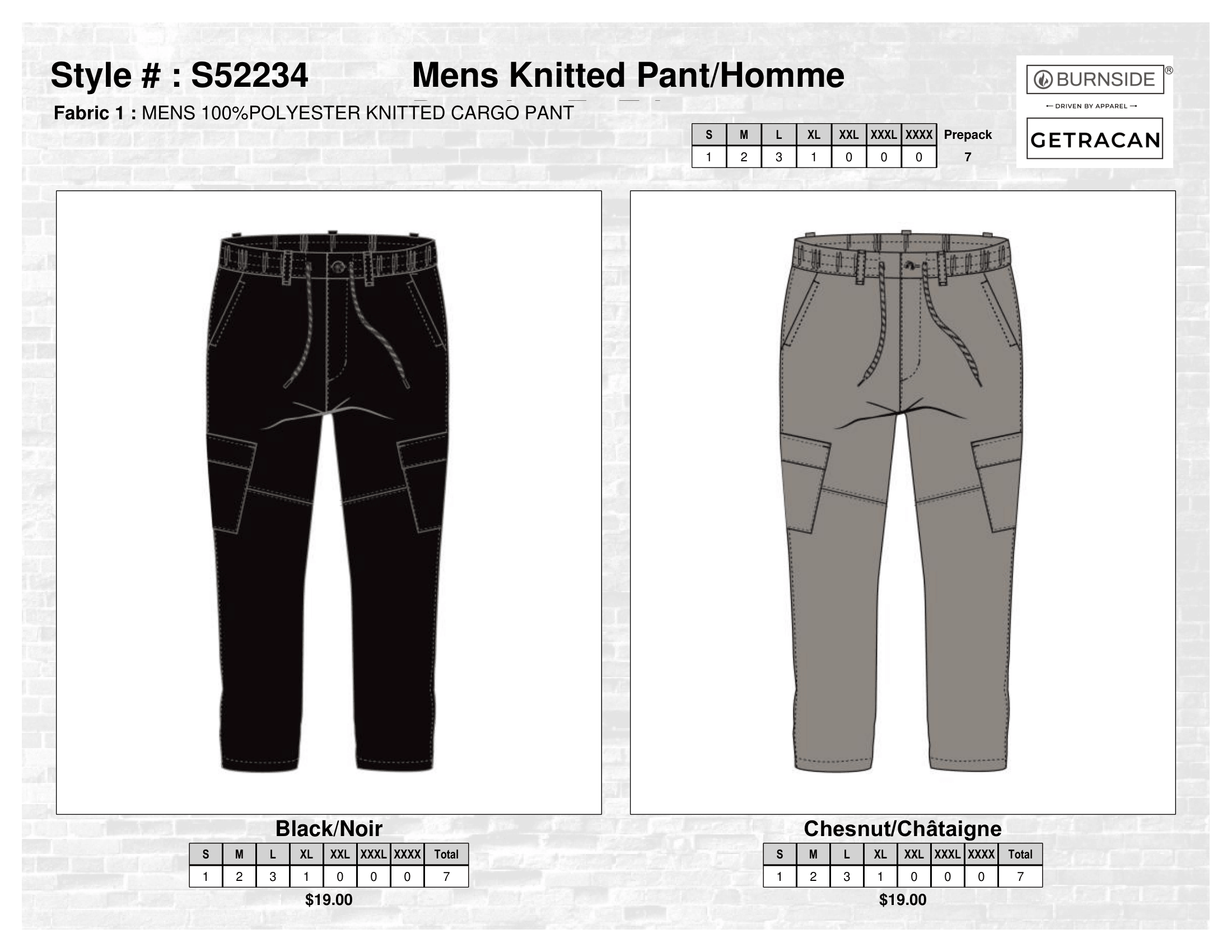 S52234 Mens Knitted Pant
