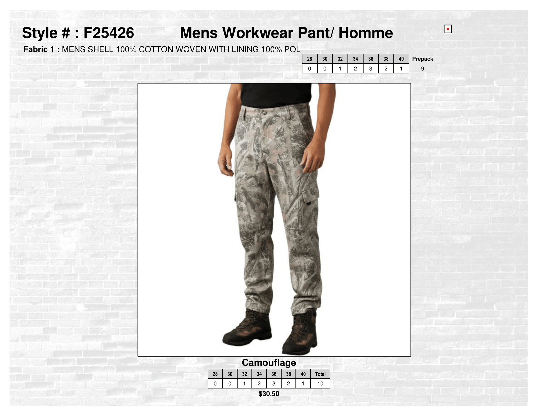 F25426 Mens Workwear Pant