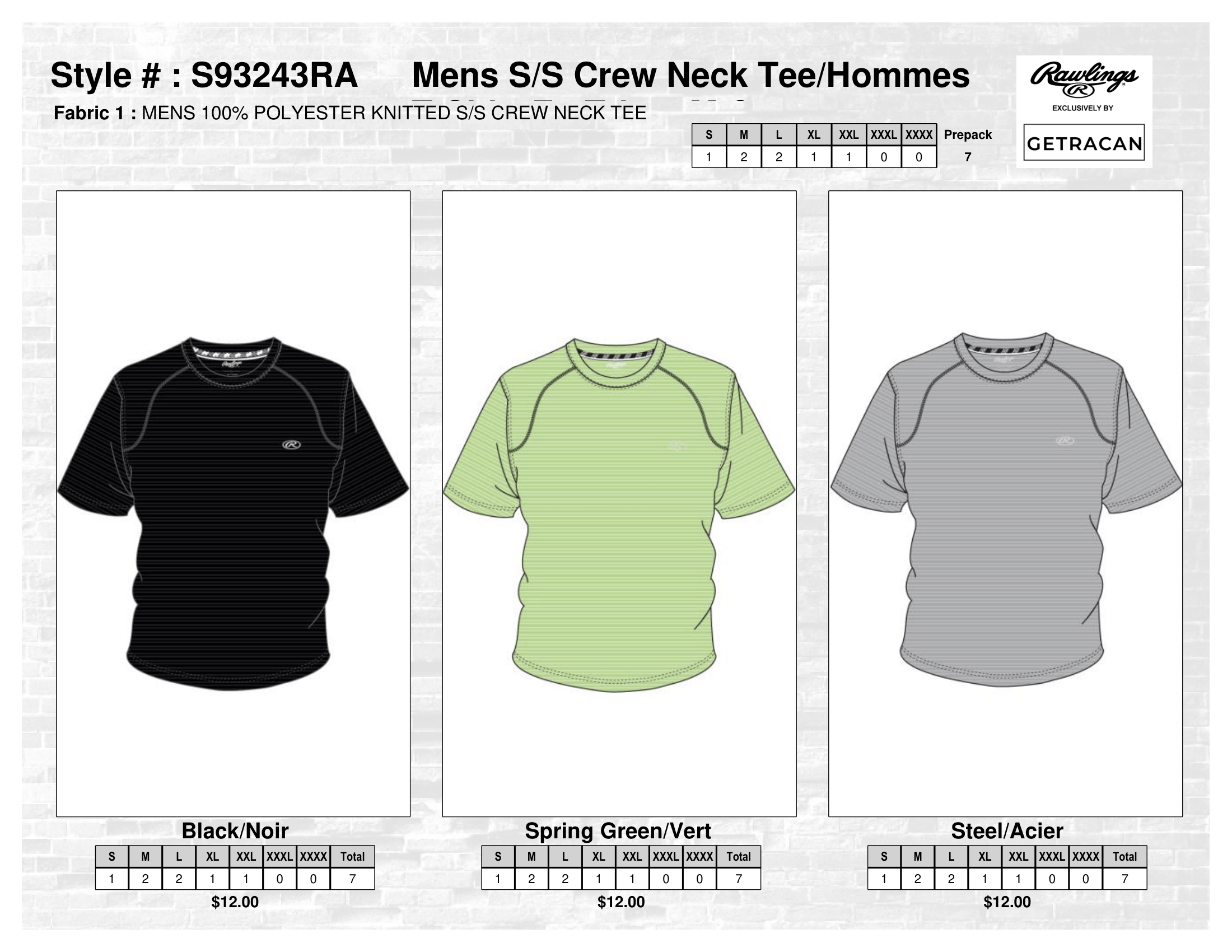 S93243RA Mens S/S Crew Neck Tee
