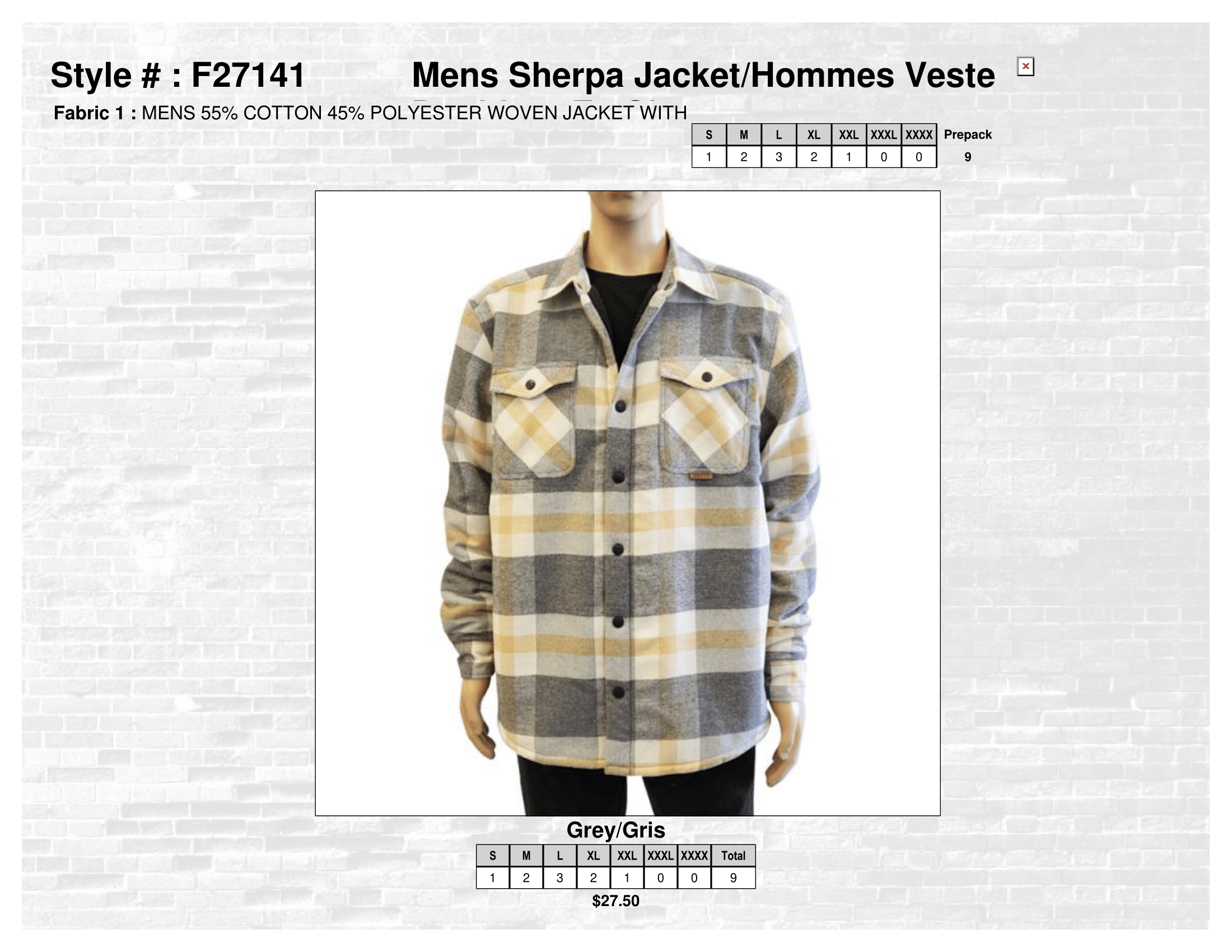 F27141 Mens Sherpa Jacket
