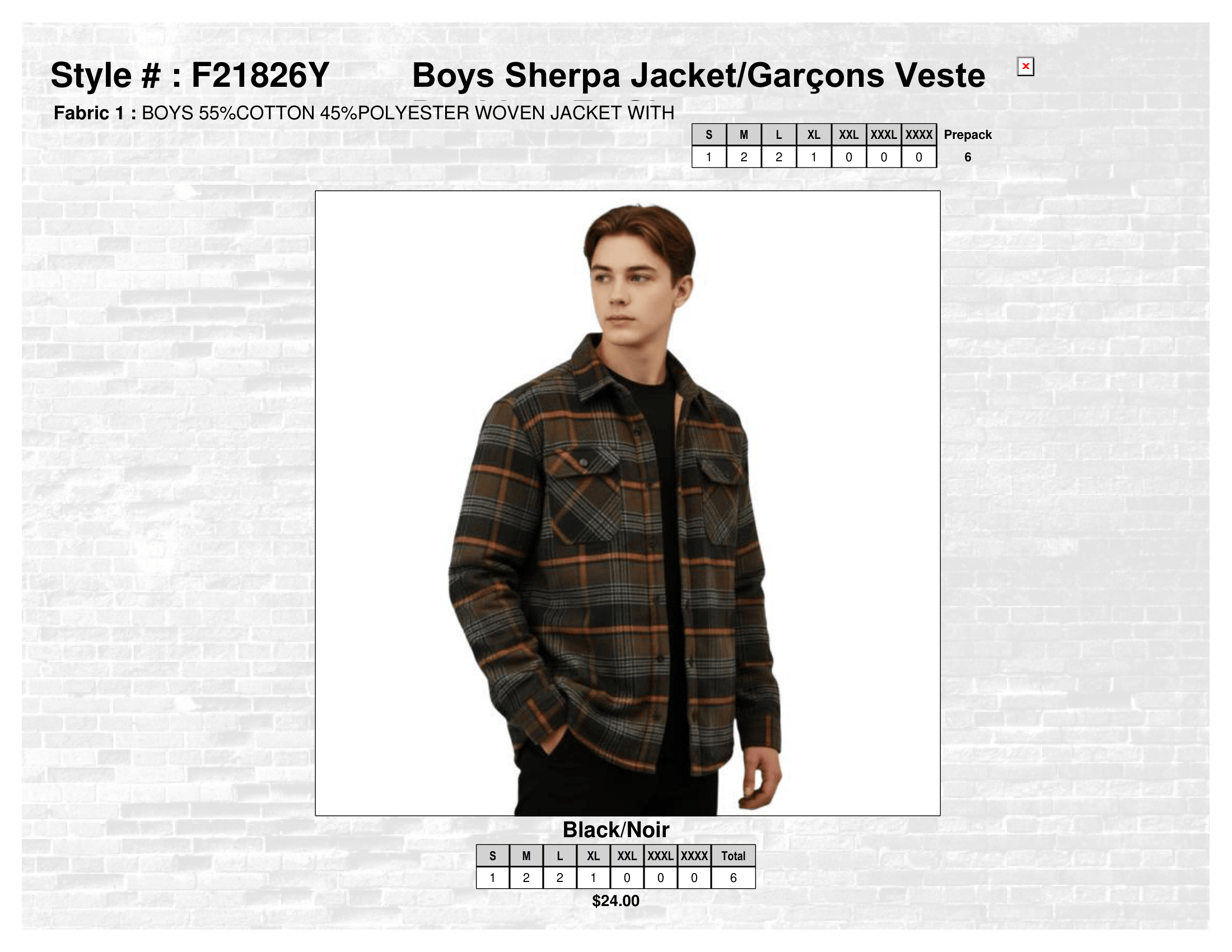 F21826Y Boys Sherpa Jacket