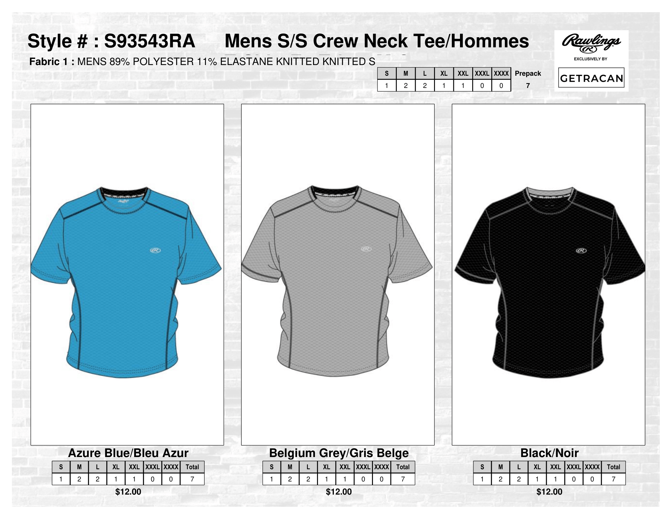 S93543RA Mens S/S Crew Neck Tee