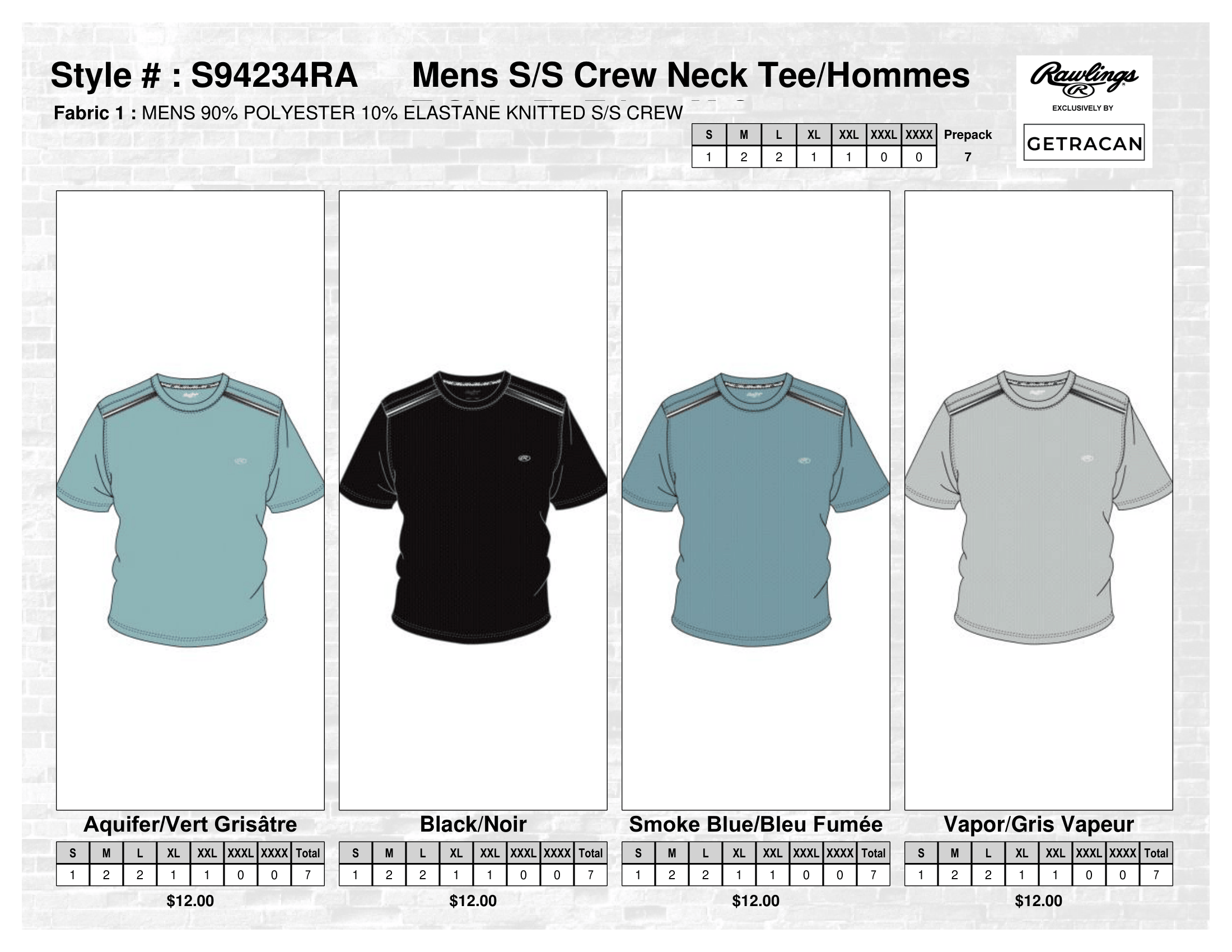 S94234RA Mens S/S Crew Neck Tee