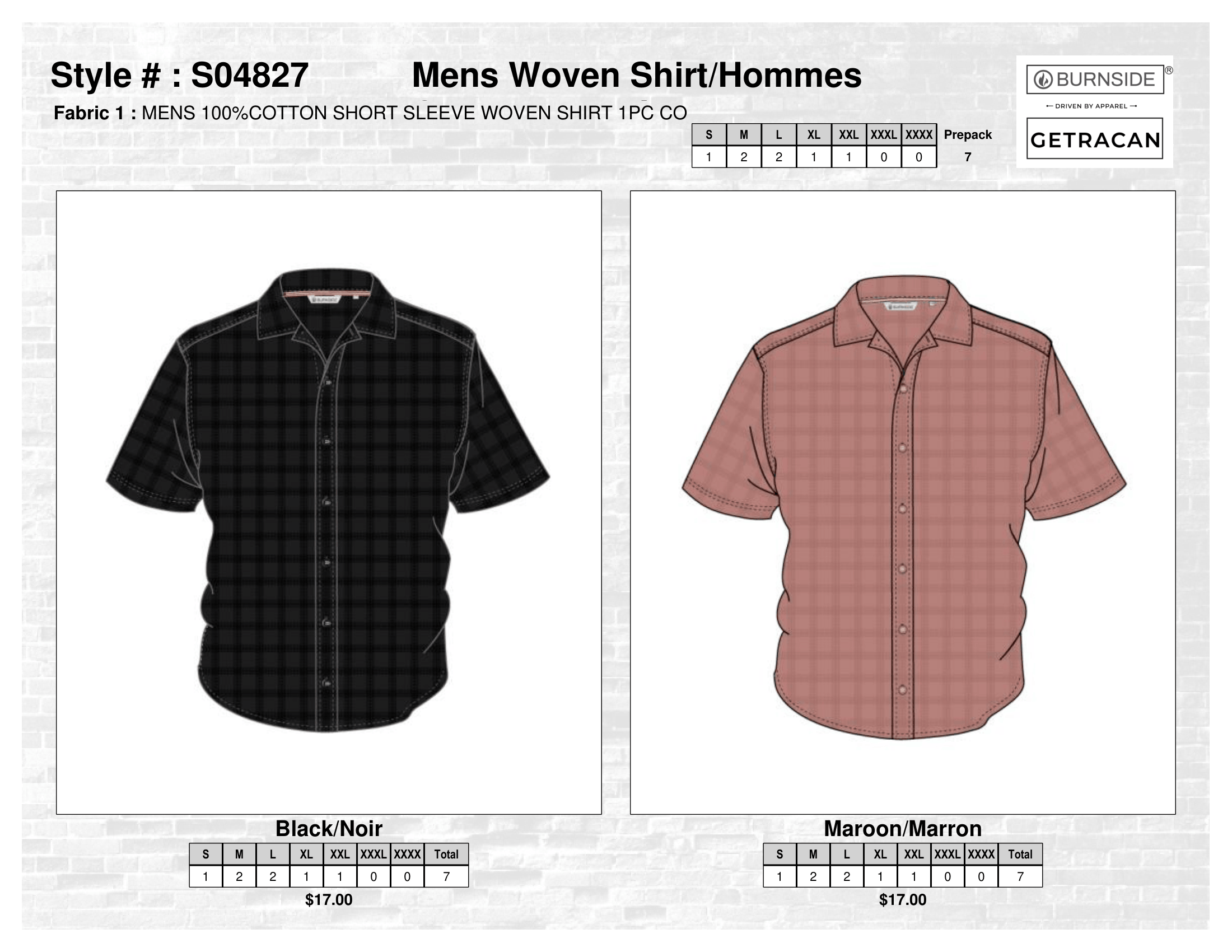 S04827 Mens Woven Shirt