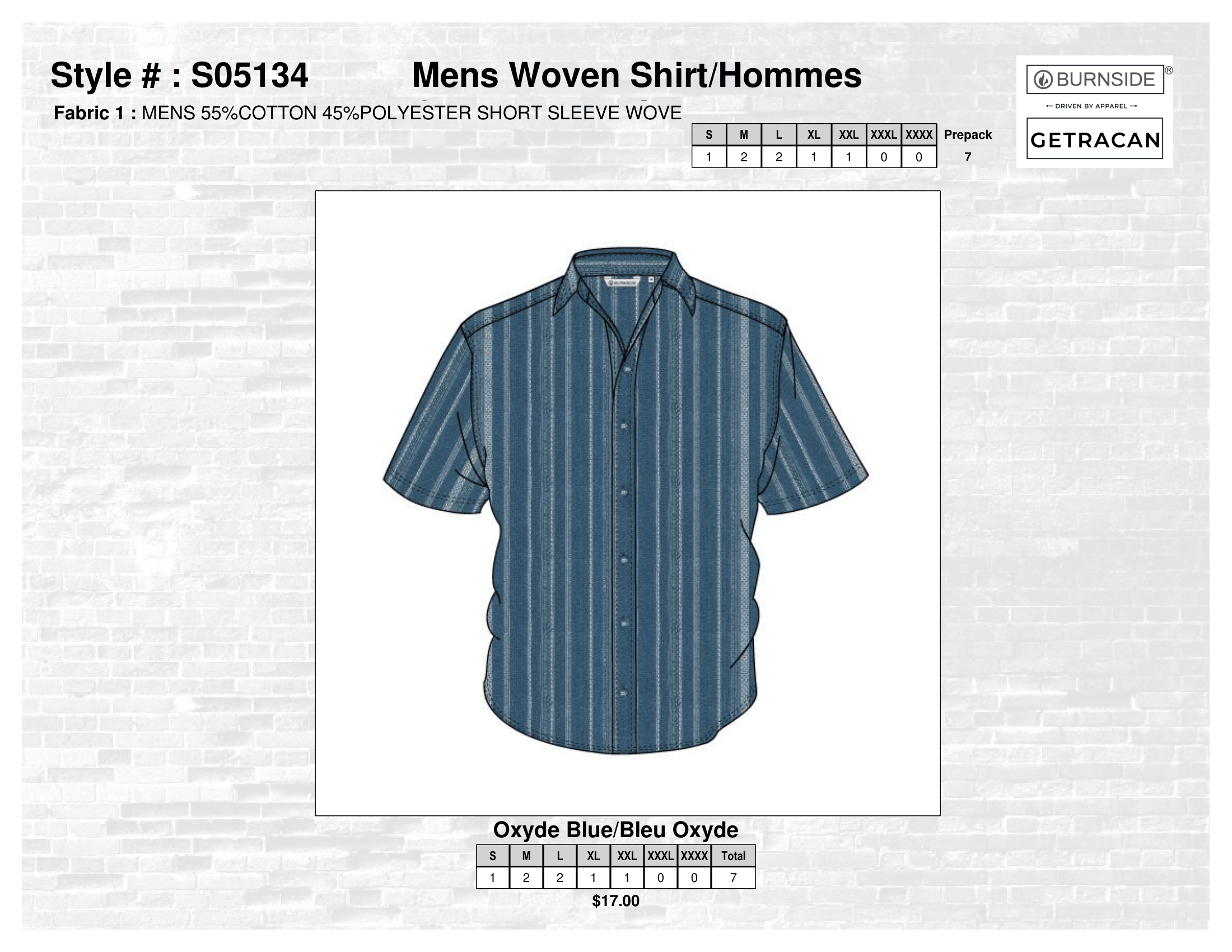 S05134 Mens Woven Shirt