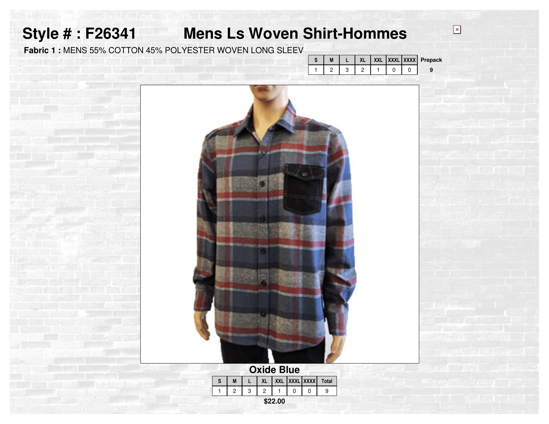 F26341 Mens Ls Woven Shirt
