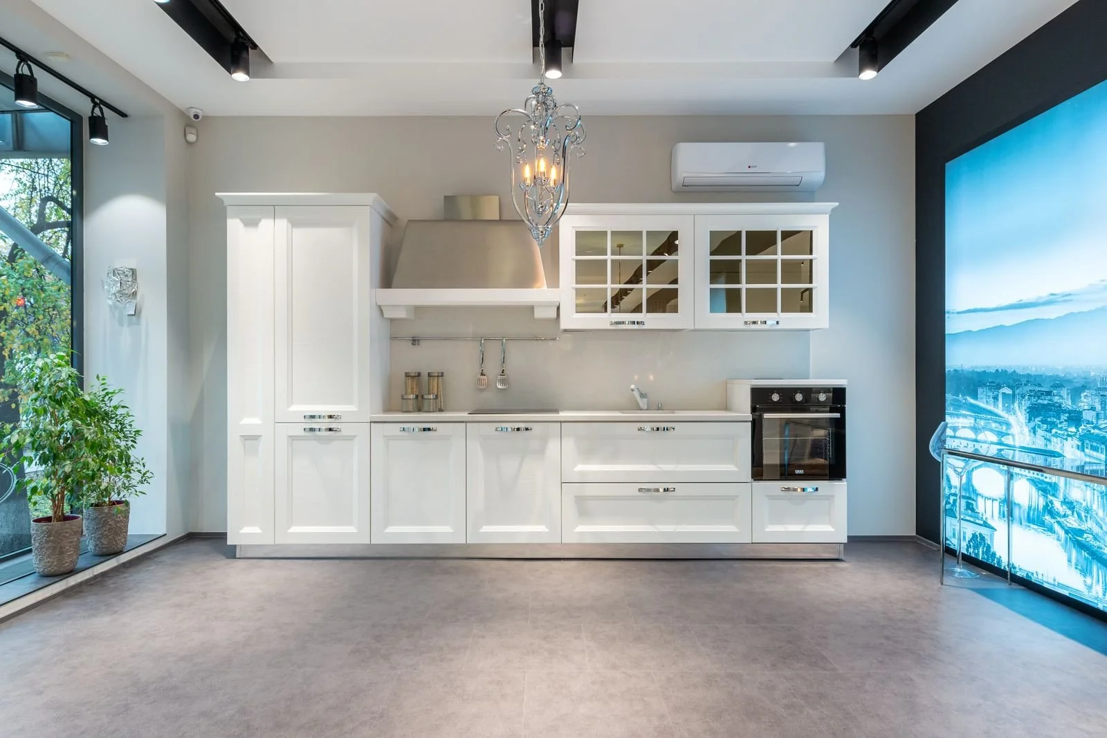 Modern kitchen interior with white cabinets photographed for a Los Angeles real estate listing