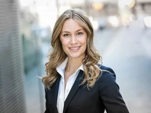 Corporate headshot of a businesswoman photographed in a London studio