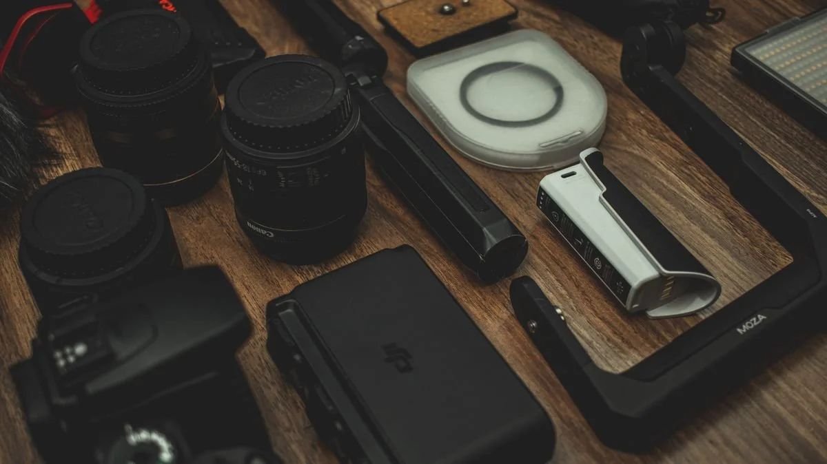 Backup camera gear laid out, how to buy a used camera inspection checklist