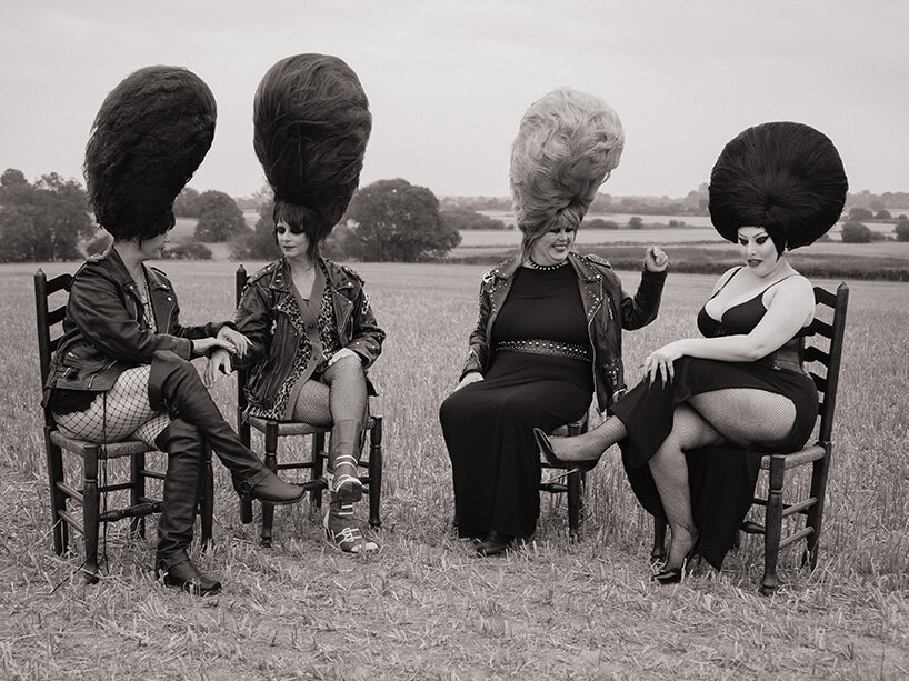 Tim Walker exhibition portrait of Aphra and Jo Barwick, Siobhan Fahey and Emily Witham, photographed in East Sussex, 2024, for Fairyland: Love and Legends