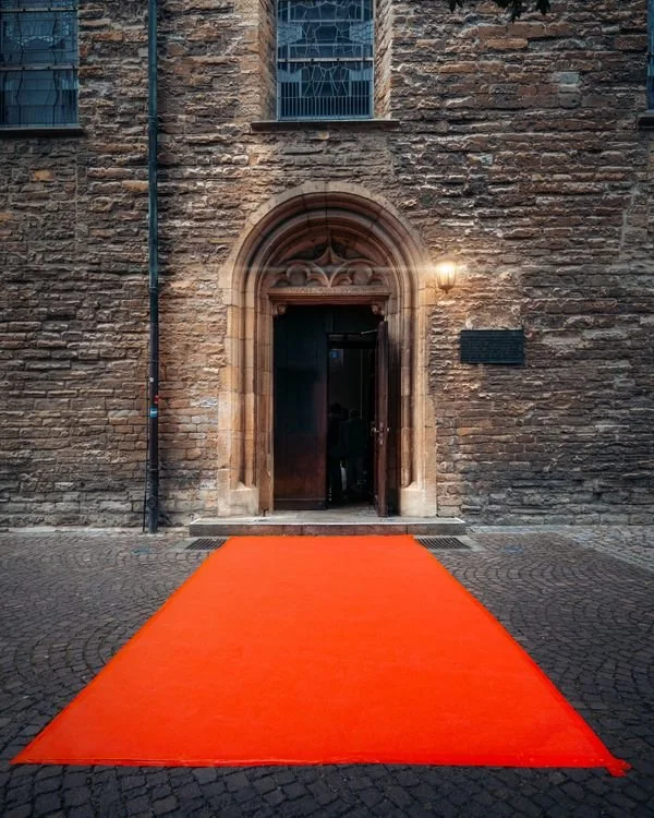 Grand red carpet entrance at a Los Angeles event venue