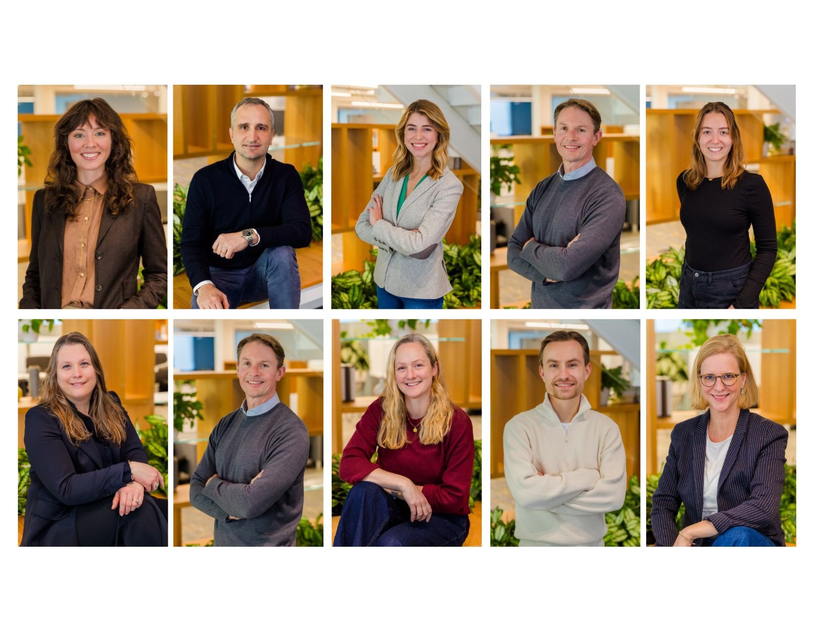 Grid of ten environmental business headshots of colleagues photographed in their office
