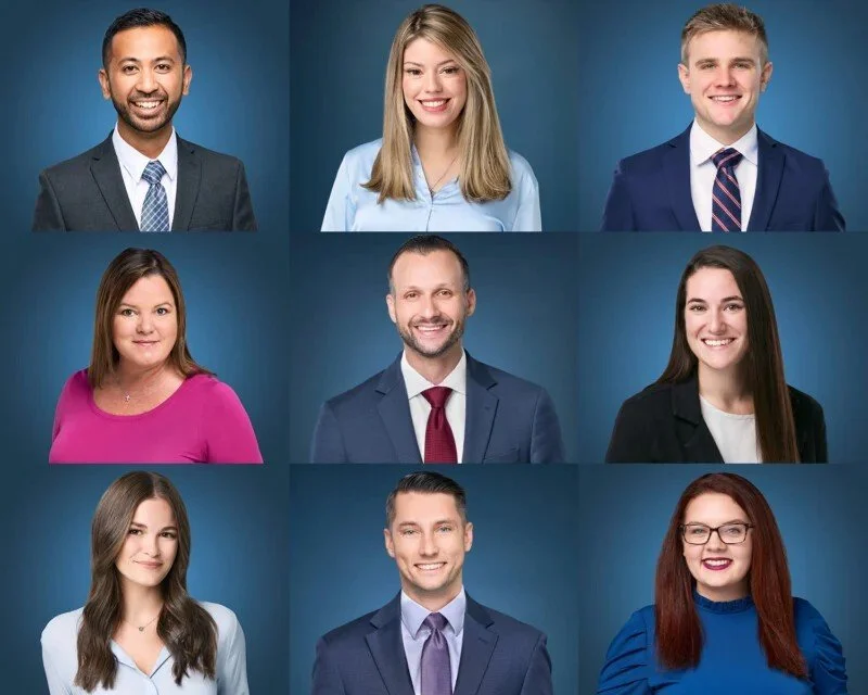 Row of consistent professional team headshots