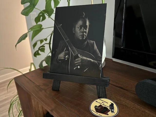 A tintype displayed on a small easel by Blake Wylie near Nashville, TN.