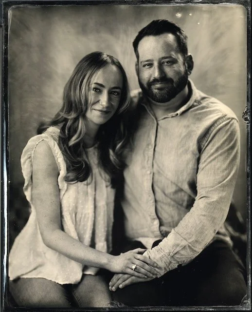 A tintype portrait of a couple for their engagement by Blake Wylie.