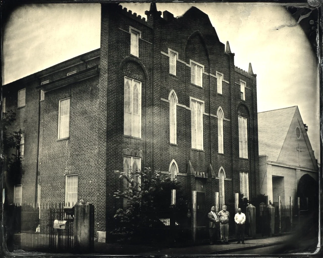 Tintype photograph of the historic Hiram Masonic Hall in Franklin, Tennessee near Nashville by Blake Wylie
