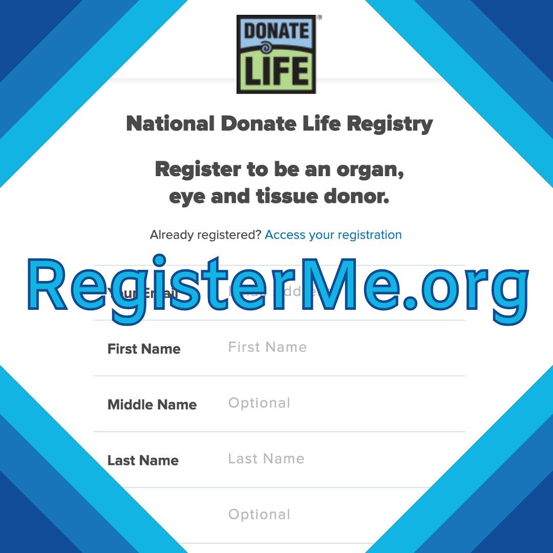 www.RegisterMe.org 📲

That&rsquo;s where to go to become an ORGAN DONOR today...As National Donate Life comes to a close here at the end of April, NOW is the perfect time to make the life-changing decision to give the gift of life and become an orga