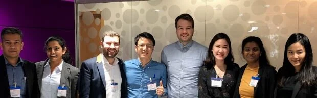 CampusConnect’s Daniel Hinkley (centre right) with MBA students who recently discussed their pre-enrolment experience.