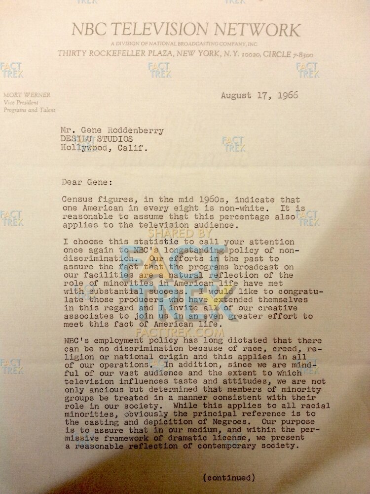 1966-8-17 Letter from Mort Werner to Gene Roddenberry p1 WM.jpg