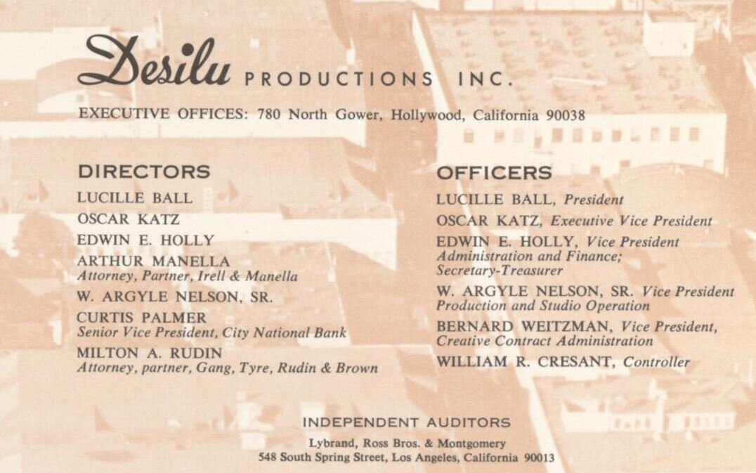 Desilu board of directors and officers (June 30, 1965 Annual Report)