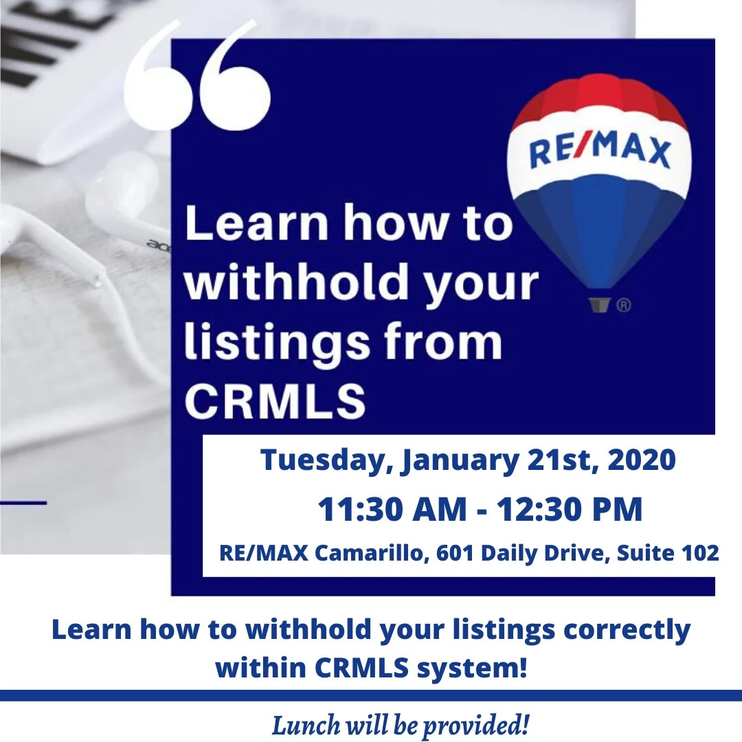 Learn how to withhold your listings correctly within CRMLS system!