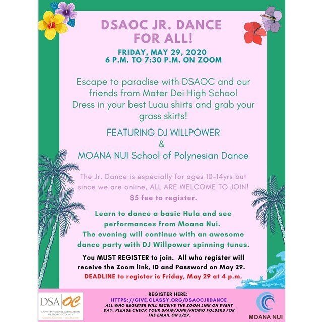 🌺 Happy Aloha Friday! 🌺⁣
⁣
Join us NEXT ALOHA FRIDAY, May 29th for a virtual luau with our friends @dsaoc! Learn Lilo &amp; Stitch&rsquo;s &lsquo;Hawaiian Roller Coaster Ride&rsquo; Hula, listen to some Tahitian drum demonstrations, and see LIVE Ta