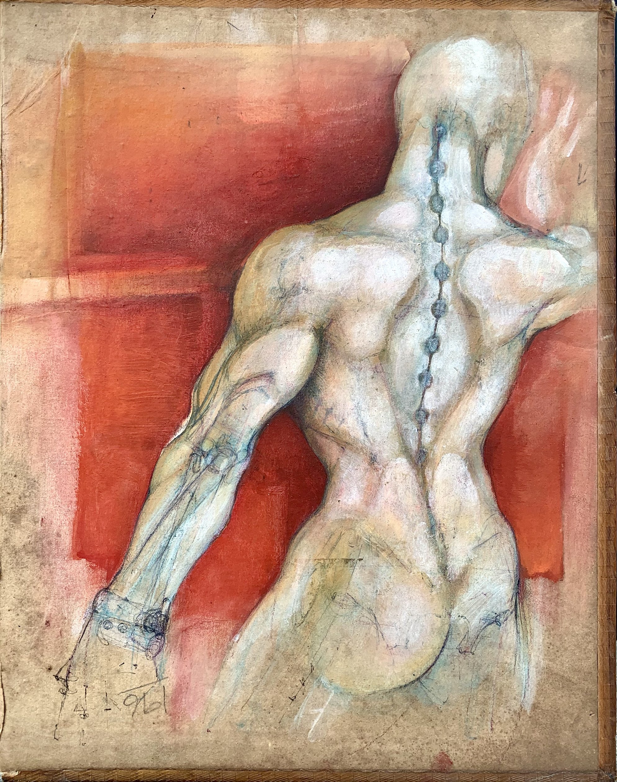   NUDE 1   8.5” x 11”  Oil on Leather-bound Book Cover       