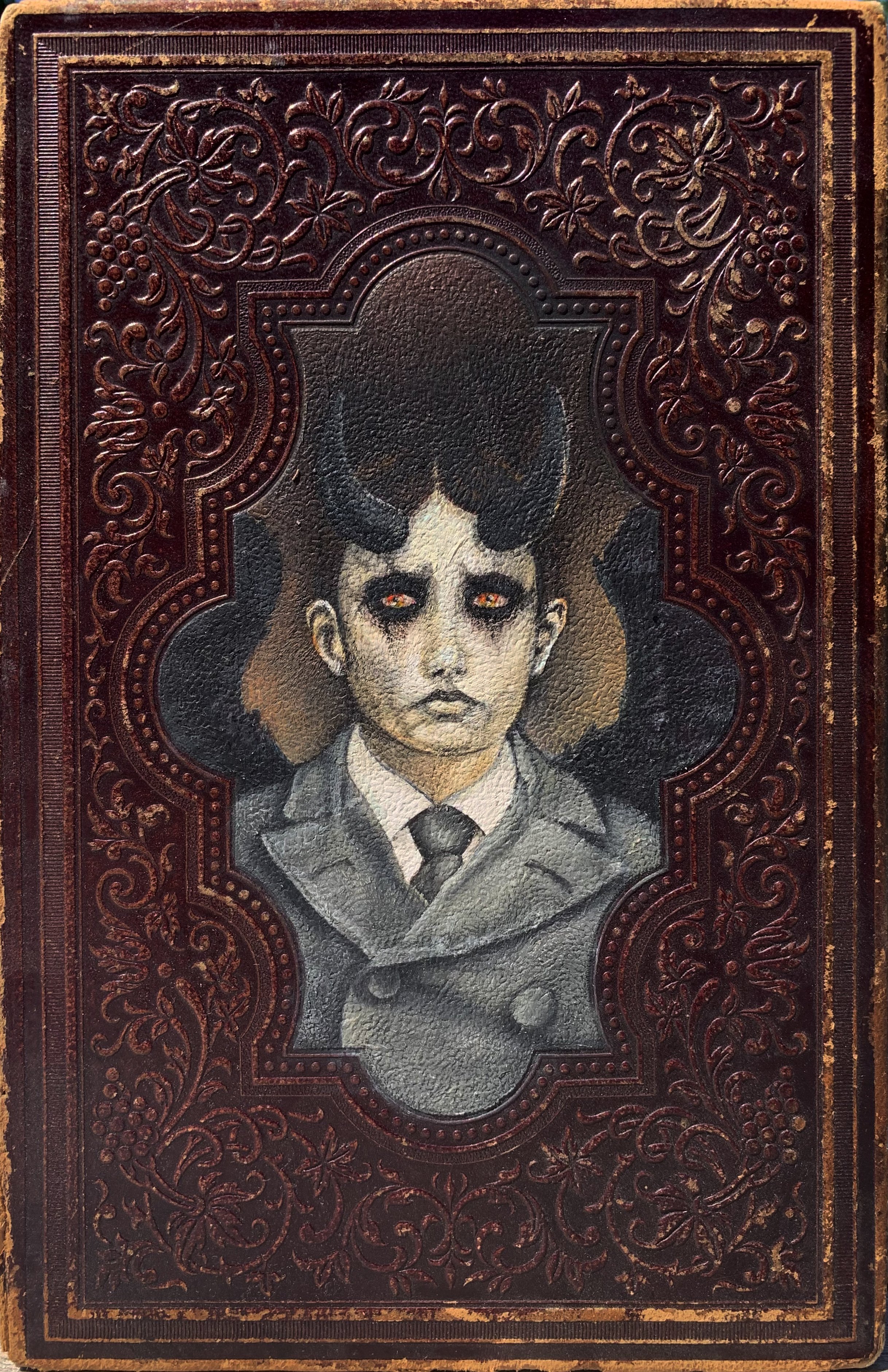   THE PRINCE   6.25” x 9.75”  Oil on Leather-bound Book Cover       