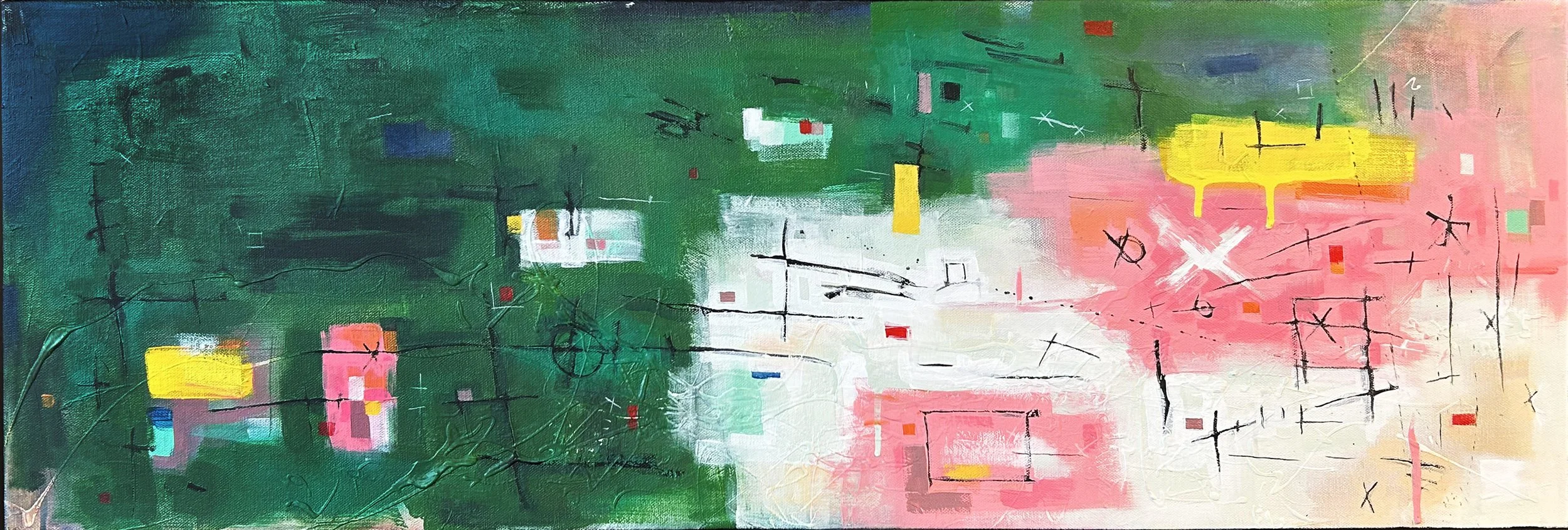   TRANSISTOR   36” x 12” • 91 cm x 30 cm  Acrylic and Latex on Canvas       