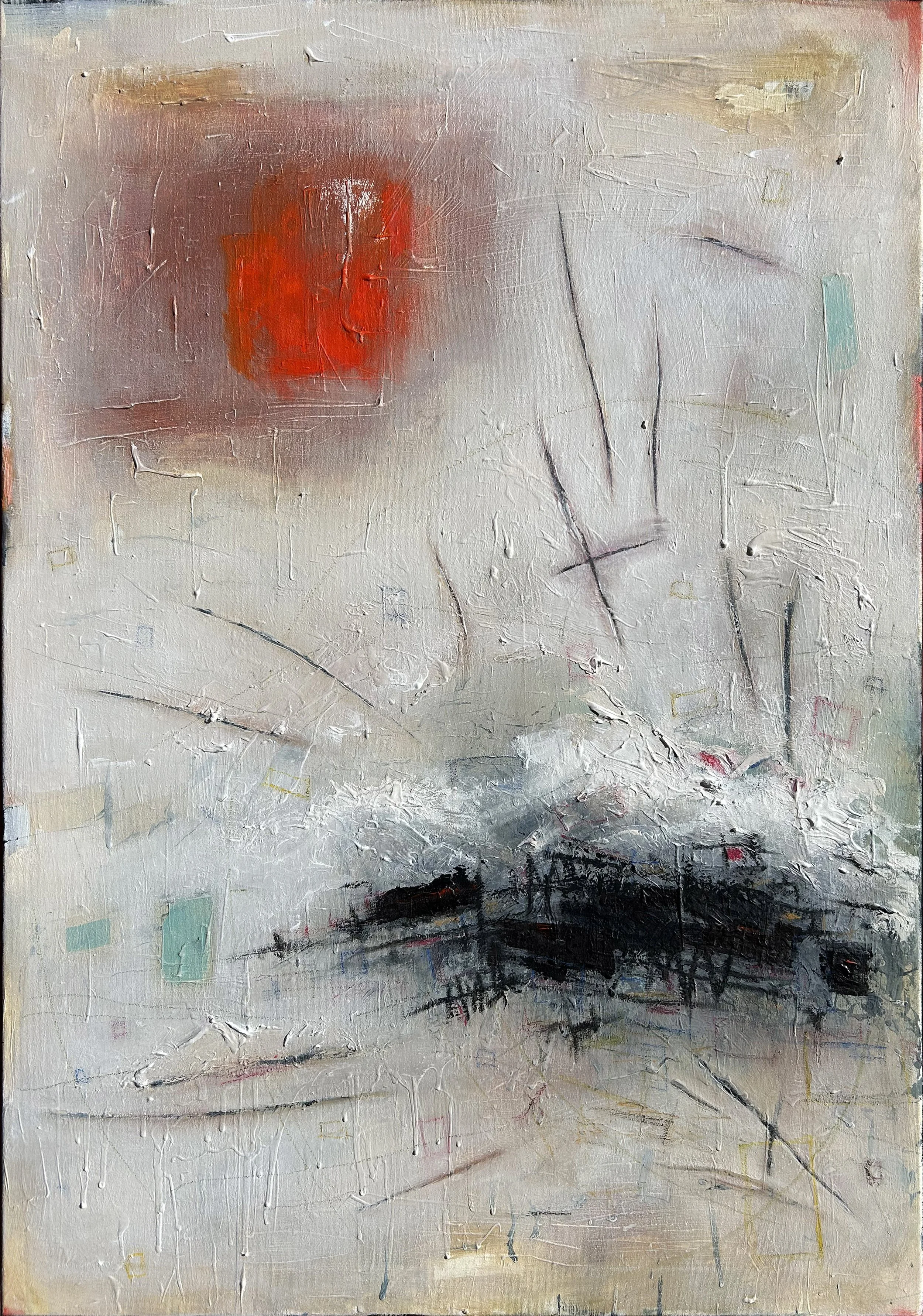   LINOLEUM   28” x 35” • 71 cm x 89 cm  Acrylic, Latex and Oil Pastel on Canvas   