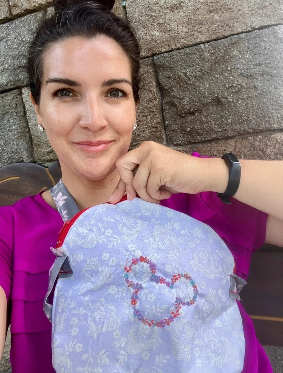 Embroidered Mickey ears purse—a handmade gift