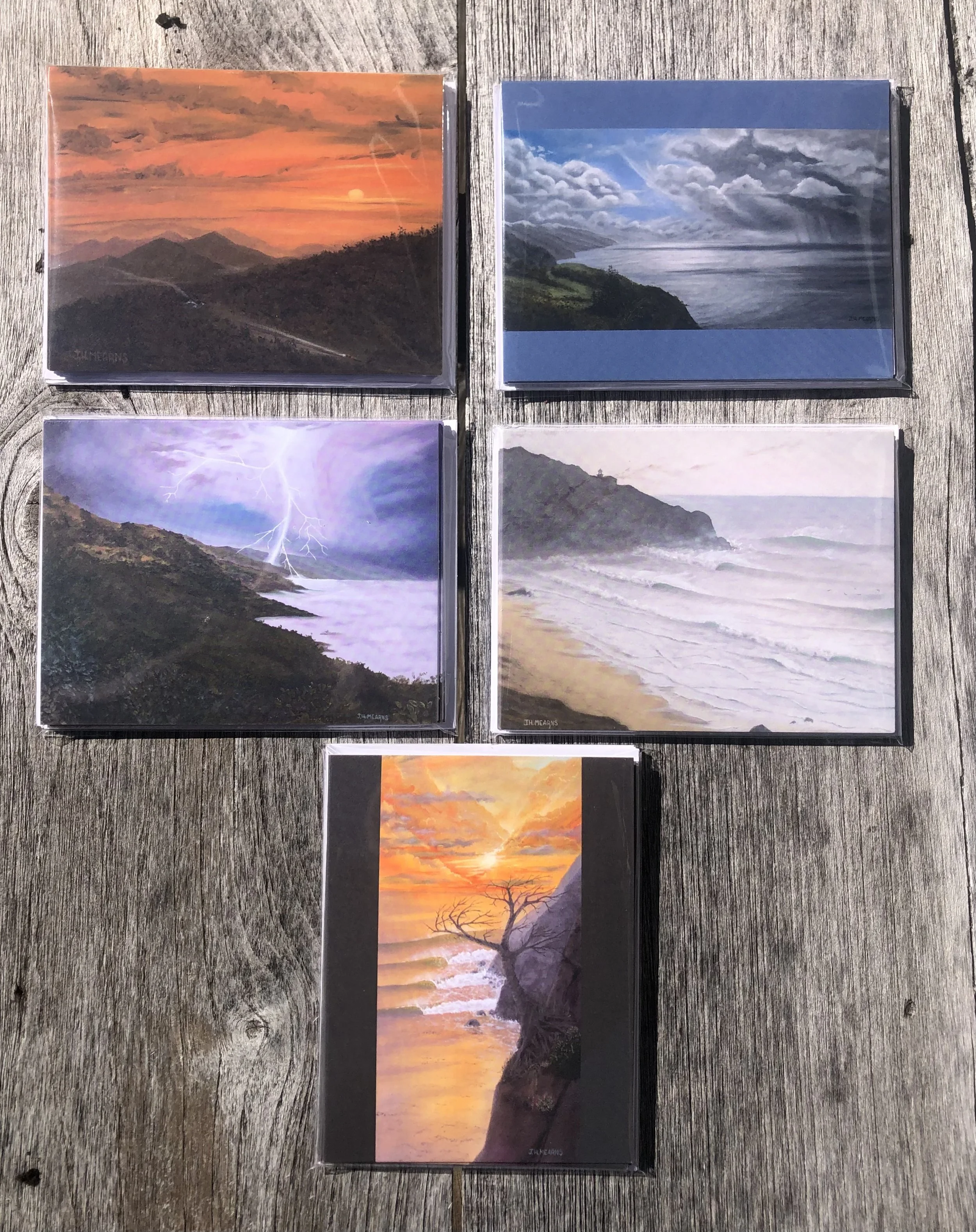 GROUP 4 ---- 5 DIFFERENT BIG SUR LANDSCAPE GREETING CARDS - 4.25" X . 5.5".